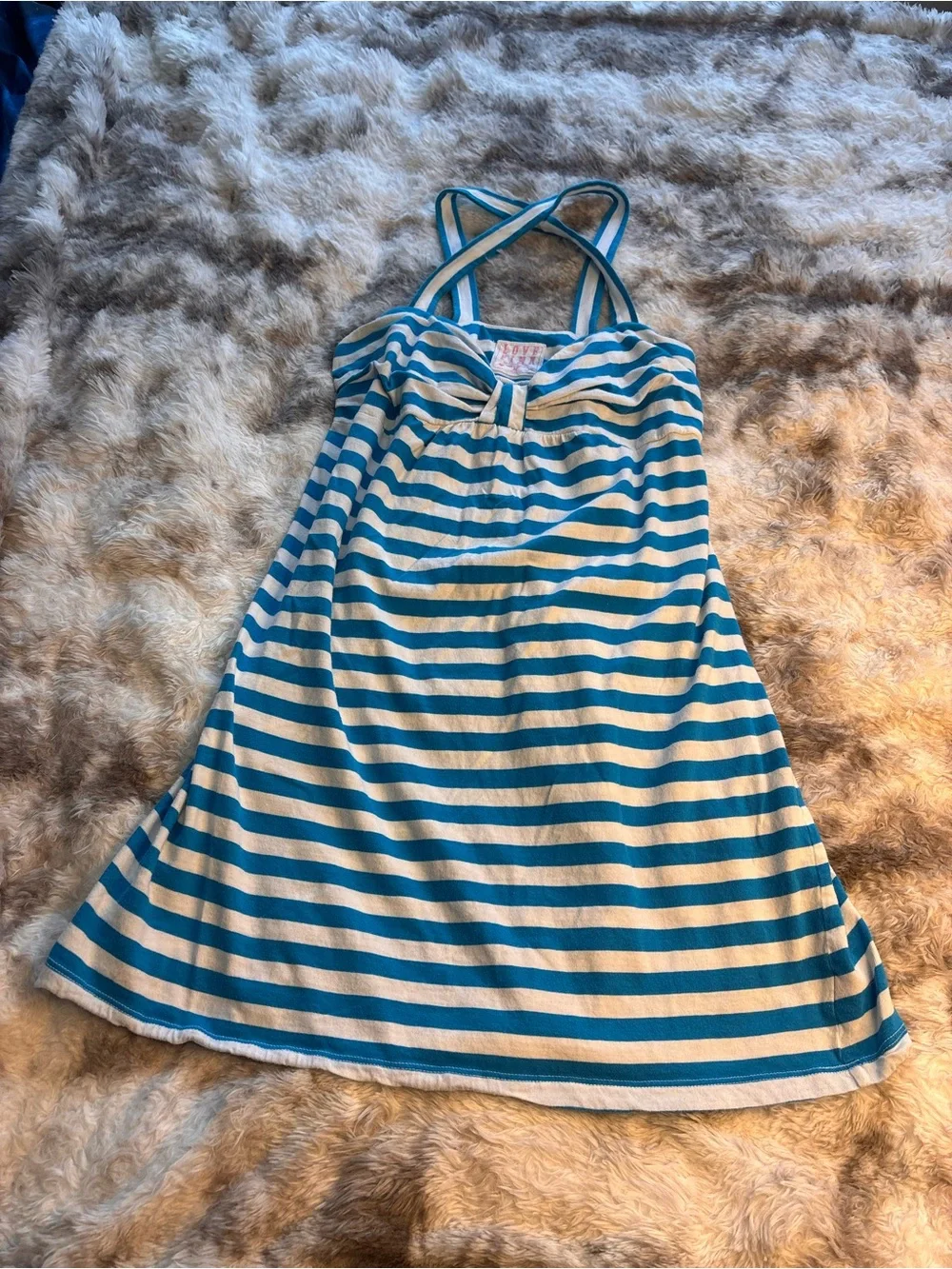 Vintage Rare Y2K PINK Victoria's Secret Blue and White Striped dress